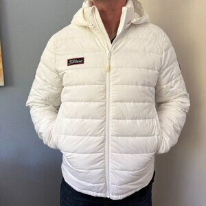Abercrombie & Fitch x Titleist Men's L Puffer Jacket White Full Zip Golf Preppy